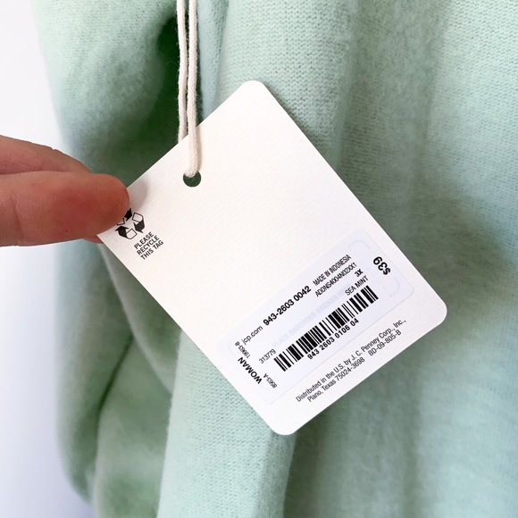 A.N.A. Mint Green Off The Shoulder Sweatshirt Blouse - Picture 5 of 6